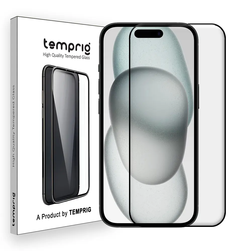 TEMPRIG Premium Tempered Glass for iPhone 15 Edge to Edge Protection, Scratch Resistant Ultra HD Clarity