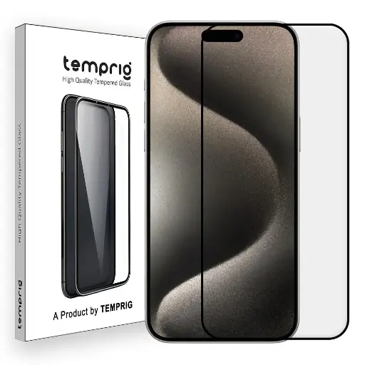 TEMPRIG Tempered Glass Screen Protector for iPhone 15 Pro (6.1) Edge-to-Edge Coverage Scratch Resistant & Case Friendly